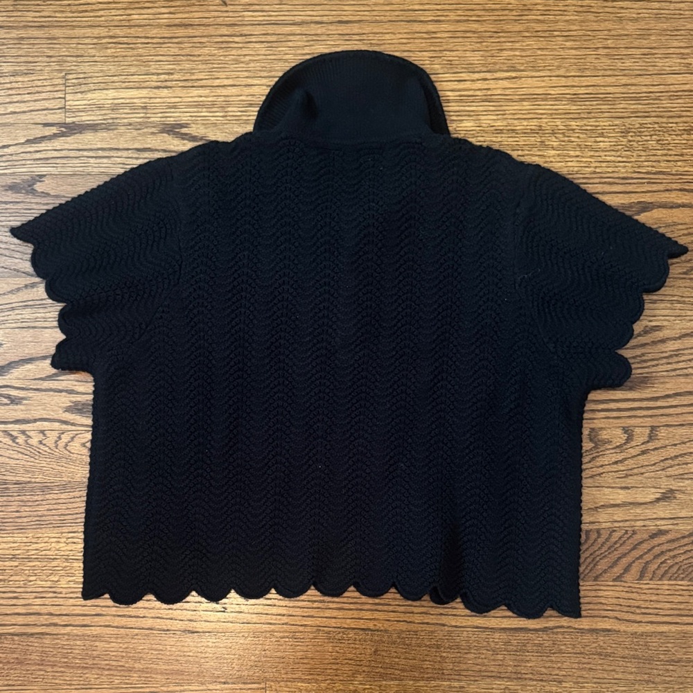 HUNTER BELL Black Scalloped Knit Polo Top - Picture 5 of 5